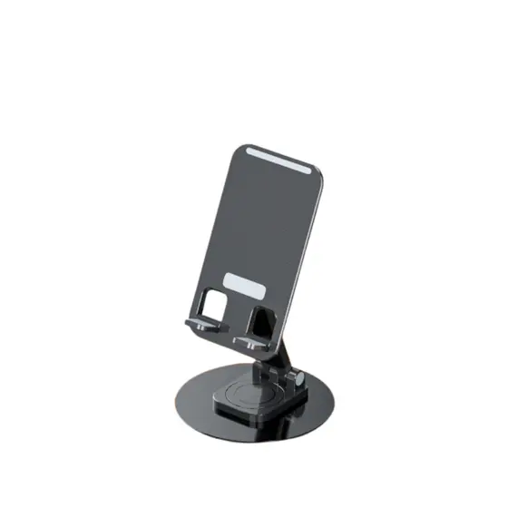 Suporte de Mesa Premium para Celular e Tablet – Ajustável, Base Estável, Portátil (Preto Metal)