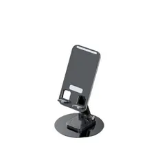 Suporte de Mesa Premium para Celular e Tablet – Ajustável, Base Estável, Portátil (Preto Metal)