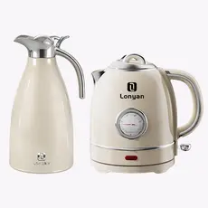 Chaleira Eletrica 1,5L 1355W 127V 220V com Garrafa Térmica 2L inox SUS304 LONYAN Fervura Rapida Cozinha Cafe Auto Agua