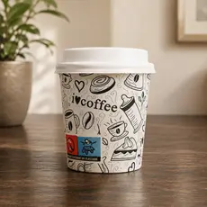 100 Copo de Papel Estampa Impresso Térmico 120ml Chá Café Expresso Com Ou Sem Tampa Bico Quente Frio