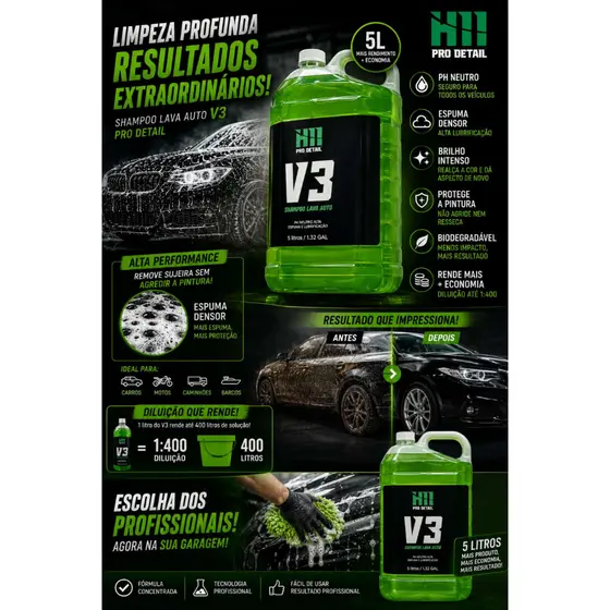 V3 Shampoo Super Concentrado Neutro  5 Litros