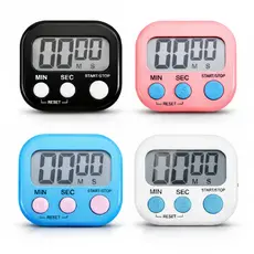 Relógio Timer Digital Temporizador Portátil Cronometro Magnético P/Cozinhar Preto Branco Rosa Azul
