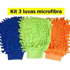 Kit  3 Luva Pano de Microfibra Multiuso Para Limpeza Veicular Carro Limpeza Geral Boa Qualidade Ola1
