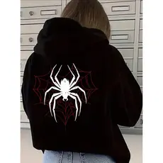 Moletom Canguru Feminino Estiloso Confortável Moderno Moda Inverno Blusa de Frio Modelo  Aranha teia Coração