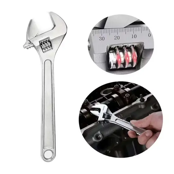 Chave Inglesa Ajustavel de Aço Profissional Aço Carbono Cromado Resistente A Aruela A Fricção