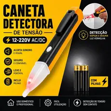 Caneta Detectora De Energia Elétrica Voltímetro Teste Tensão Sonora com Pilhas
