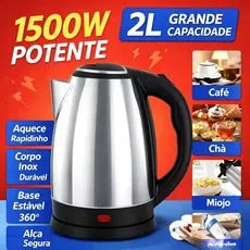 Chaleira Elétrica Inox 2L 900W para Café Chá e Leite Potente e Segura 110V - ANGELA