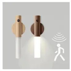 Luminaria Led Recarregável Sensor de Movimento Arandela de Madeira Minimalist Mesa Parede Magnética