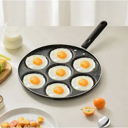 Frigideira Multifuncional Antiaderente Com 7 Furos Ovos Fritos Hambúrguer Omelete
