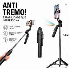 Tripé Estabilizador com Rastreamento Facial AI  1.8M gire seu telefone 360° para tirar selfie em vídeo ao vivo LAY-Q17