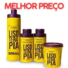 Kit 4 em 1 Progressiva Lisoterapia Sem Formol Shampoo Condicionador Máscara Reconstrutora 500mL