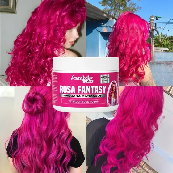 Máscara Matizadora Pigmentante Tonalizante Rosa Azul Sem Amônia Resultado Profissional 300g Colored