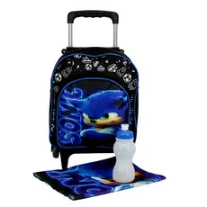 Mochila Escolar Creche Sonic Rosto Tam Pequena