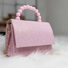 bolsinha infantil glitter com corrente e perolas