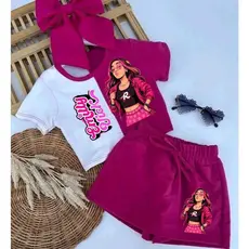 Conjunto infantil e juvenil Emily Vick blusa +short saia