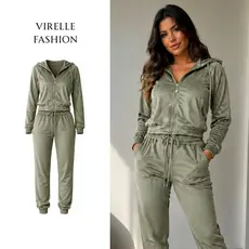 Conjunto Feminino Plush Veludo Molhado Com Capuz Zíper Calça Jogger Inverno Moda Casual Premium Luxo