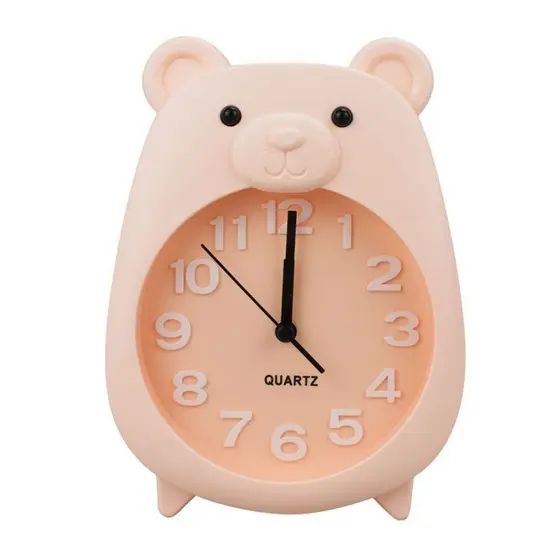 Relógio Despertador Urso Salmão ou Verde 17x15cm Quartz