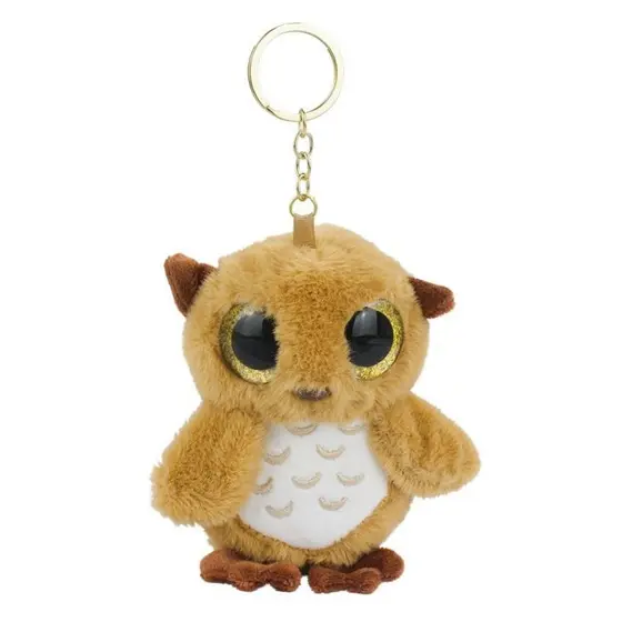 Chaveiro Coruja Marrom  Rosa Branco ou Cinza Olhos Grandes 12cm - Pelúcia