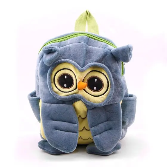 Mini Mochila Coruja Rosa ou Cinza 28x25cm Foffy Toys