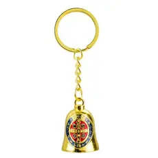 Chaveiro Sino Dourado ou Prateado Medalhão São Bento 3cm
