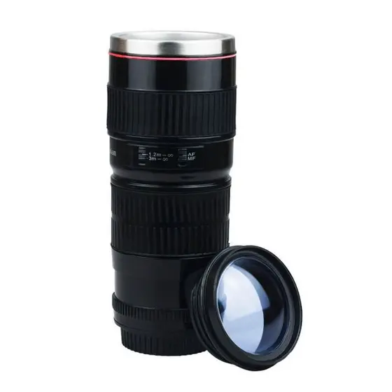 Copo Preto Formato Lente de Câmera 440ml
