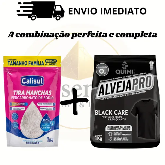 KIT PERCABONATO Roupa Branca e Colorida 1Kg + Roupas Escuras e Pretas 1kg