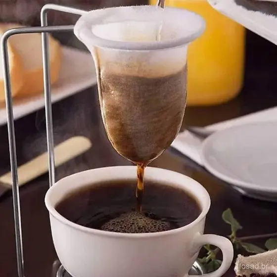 Coador De Café Mini De Pano Algodão Lavável Com Suporte Base