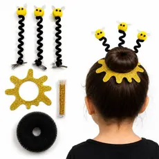 Kit Cabelo Maluco Infantil Abelha Para Coque Escolar Abelinhas Glitter Brilhoso