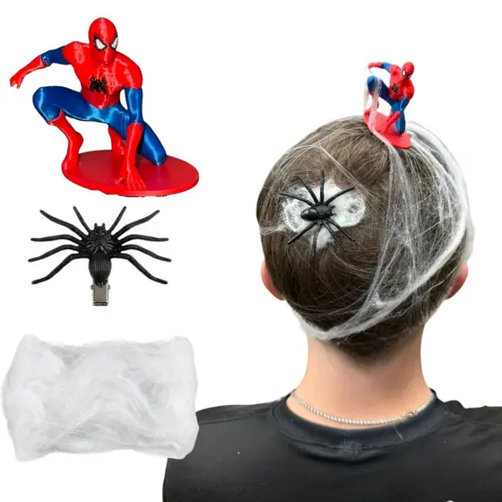 Kit Cabelo Maluco Aranha Infantil Presilha Aranha Teia Fantasia Dia do Cabelo Maluco Escola