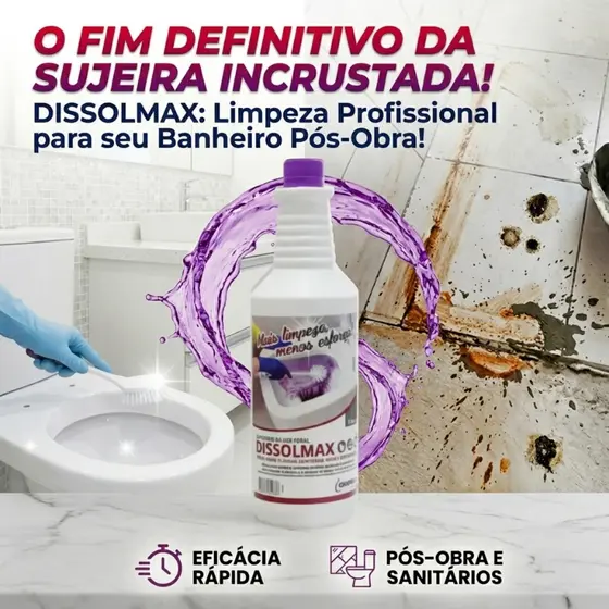 Dissolmax Detergente Roxinho Limpa Vaso Sanitario Encardido e Piso Limpador Renova Banheiro 1L