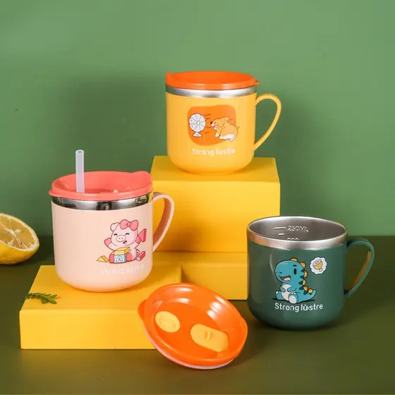 Copo Térmico Infantil com Canudo e Tampa em Aço Inoxidável – Caneca Baby Kids