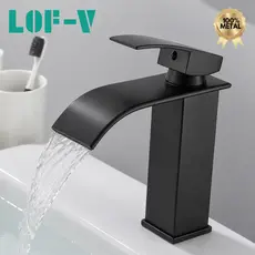 Torneira Cascata Preto Fosco Luxo Monocomando Banheiro Alta Resistência Premium Elegante 19cm