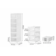 Caixa De Sapato Dobrável Armazenamento 3 Camada E 6 Camadas Transparentes Sapateira Empilhável