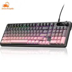 Teclado Gamer Semimecânico, Silencioso, com Toque Macio e Luz RGB Ideal para Escritório e E-sports