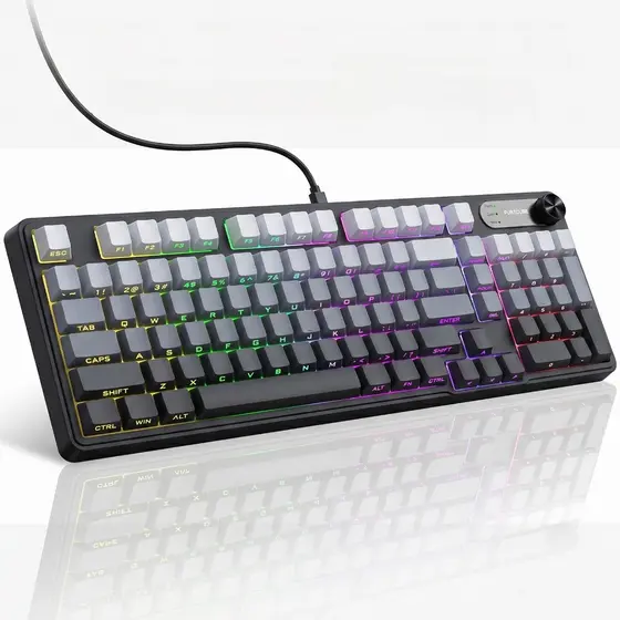Teclado Semimecânico Silencioso com Teclas Macias e Iluminação RGB  Ideal para Escritório e Jogos