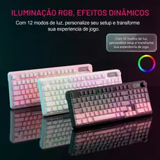 Teclado Gamer Semi Mecânico RGB Silencioso com Layout Americano e Proteção Impermeável Trabalho e Jogos