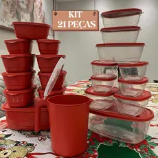 Kit Jogo Potes De Cozinha C/ 21 Peças De Plástico Hermético+Jarra Para Armazenar Alimentos