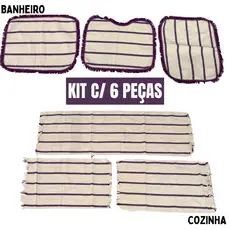 Kit Jogo de Banheiro + Jogo Passadeira Tapete de Cozinha 6 Peças Decorativa
