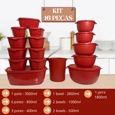 Kit Jogo de Cozinha c/16 Peças Potes de Plastico Hermetico Resistente Ideal Para Armazenar Alimentos