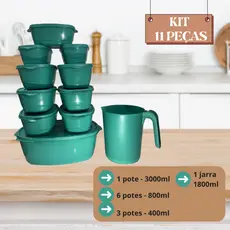 Kit Jogo de Cozinha C/11 Potes de Plastico Hermetico Resistente para Alimentos+Jarra