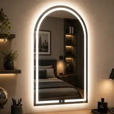 Espelho Jateado Oval de Penteadeira C/ Led Botão Touch Na Medida de 80x50cm