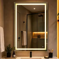 Espelho de Camarim Profissional com LED 3 Tons Jateado Retangular Maquiagem Decorativo
