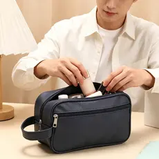 Necessaire Viagem Higiene Maquiagem PU Impermeavel Grande Capacidade Masculina Feminina Leve Espacosa Resistente Pratica