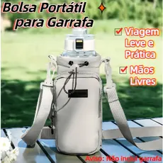 Bolsa Protetora para Garrafa Leve Antichoque com Alça Ajustável Bolso Frontal e Compartimento para Celular Multiuso