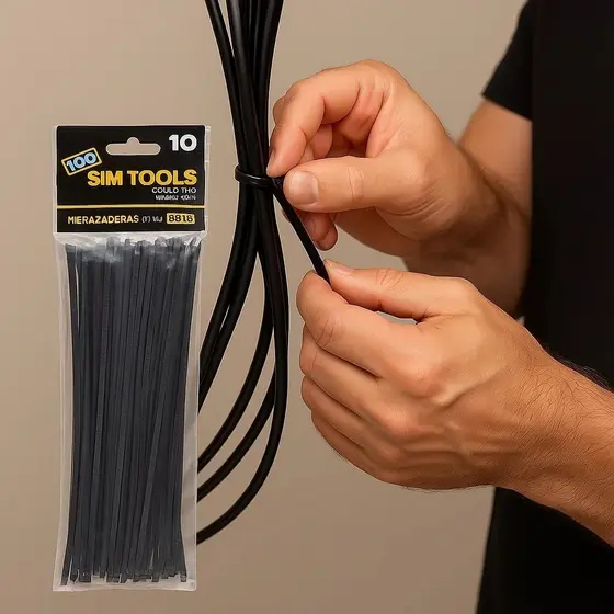 Abraçadeiras Plásticas Pretas para Fixação de Cabos e Fios