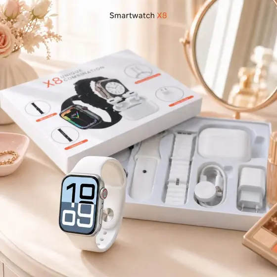 X8 Smartwatch 2026 Novo Kit 7 Em 1 Com Tela De 2.2 " Fones De Ouvido TWS Sem Fio I15 , Relógio Esportivo Rastreador De F