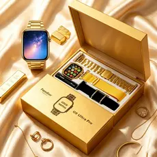 Relógio Inteligente G9 Pro Max Ultra Dourado 49mm Tela Ampla Funções Completas Modos Esportivos Contador de Passos