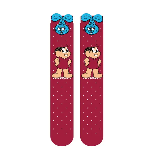 Meia Infantil 3/4 Colorida Cano Alto Mônica Magali Divertida Snoopy Patins Galocha