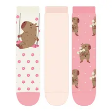 Kit 3 Pares de Meia Soquete Capivara Infantil e Adulto Tamanho 23 ao 39