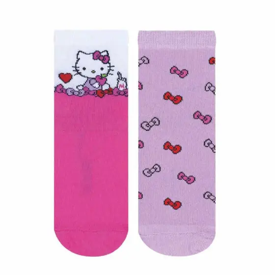 Kit 2 Pares Meia Soquete Infantil Hello Kitty Kuromi Escolar Personagens